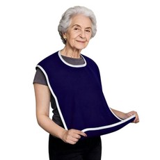 차차쿠바 방수 턱받이 환자용 식사용 앞치마, 1개, 네이비