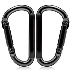 (코어무역) 고강도 D형 알루미늄 카라비너 대형 캠핑 등산용 걸이 후크 고리, 1개, 블랙