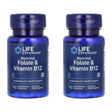 라이프 익스텐션 바이오액티브 폴레이트 앤 비타민 B12 Life Extension BioActive Folate & Vitamin B12 90정, 2개