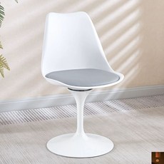 튤립 체어 암체어 의자 북유럽 디자인 카페 다이닝 회전, 화이트 그레이, 1개