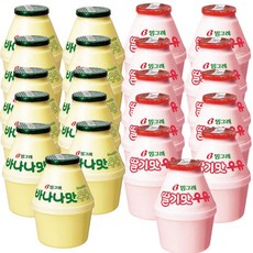 빙그레 단지우유 2종 혼합 (바나나맛우유 and 딸기맛우유), 바나나맛우유 + 딸기우유, 22개