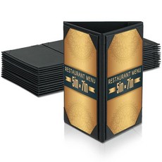 AMGSH 12.7 x 17.8cm(5 x 7인치) 테이블 텐트 메뉴 커버 인조 가죽 PU 가죽 3면 삼각형 사진 프레임 각진 모서리 레스토랑 커피 카페 바 음료 디저트용, 13