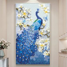 푸른공작새 실십자수 부귀 길조 복 도안 세트 패키지 DIY, 50X70CM 면사 3가닥자수, 1개