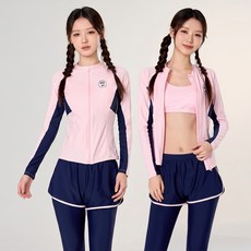 꾸미 KU-306 주니어 여아 래쉬가드 4피스 세트