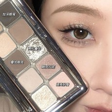 十二色眼影盤 化妝師專業眼影彩妝盤 (大地色/珠光/啞光/亮片) 眼彩盤/打亮/修容/腮紅, 1個, 12色眼影盤, 大地色