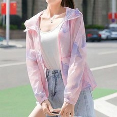 여자 2컬러 후드집업 트렌드 1P 여름 데일리 얇은 점