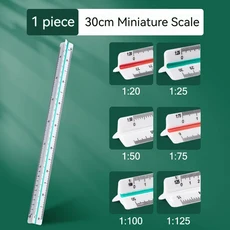 30cm 삼각형 눈금자 1:20-1:500 금속 플라스틱 직선 미터법 건축가 엔지니어 정확한 도면 측정 도구, 02 Silver-1-500-Large, 02 Silver-1-500-Large