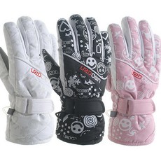 업다운 4039 주니어 아동 스키/보드 방한 방수 장갑, 화이트, 1개