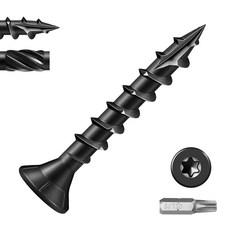 VGBUY 데크 나사 #8 x 1 인치 헤비 듀티 외장 목재 Torx 드라이브 헤드 검은색 방청 에폭시 코팅 스타 비트가 있는 긴 야외 나사1Ibs198Pcs