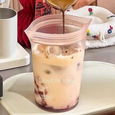 한행 우유전자레인지 실리콘 투명 우유데우기 실리콘 머그잔 가열가능, 1개