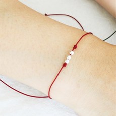 SANS 소원 매듭 비즈 원석 실팔찌 만들기 DIY 키트, 1개, 4.레드+은볼