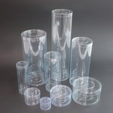 PVC 투명 원통 케이스 베이비돌 인형 피규어 보관함 박스 상자, 1개, 08. 납작원통케이스 4x3cm