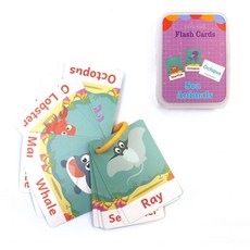 유아 영어교육 바다동물 그림 낱말카드 학습놀이 언어학습 어린이퍼즐 교구, 1개