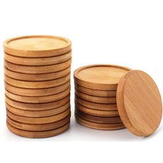 Lawei Bamboo Plant Stands 20 Pack - 8.9cm (3.34 in) Round Succulent Planter Tray Drainage Water S, Lawei Bamboo Plant Stands 20 P