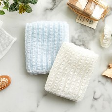 모던하우스 까슬한 앰보 샤워타월, 아이보리, 블루, 2개입, 1세트