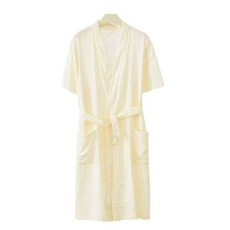 薄款天竹棉短袖浴袍女浴衣睡袍睡衣家居服紗布透氣吸汗情侶, XXL