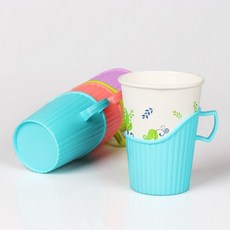 일회용종이컵 홀더 종이컵손잡이 스카이 컵손잡이홀더, 1세트, 10개입