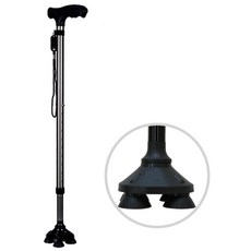 앤시오 가벼운 어르신 지팡이 미끄럼방지, 4발, 1개, 블랙