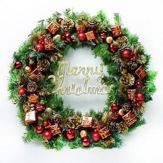 摩達客耶誕-台灣製24吋 豪華高級聖誕花圈(紅金色系)(台灣手工組裝出貨), 1個