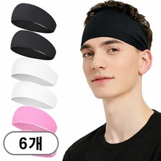 차쿠 스포츠 헤어밴드 땀흘림방지 헤어밴드 6종세트 러닝 헤어밴드 땀흡수 헤어밴드 6P, 6개, 블랙2개+화이트2개+핑크2개