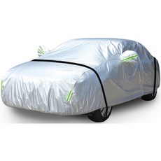 YORI優里 牛津車罩-銀色附品牌收納袋 內絨防刮 汽車遮陽罩 防塵 三層加厚 側拉鍊, 1個
