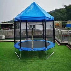 대형 방방 야외 지붕형 방방이 트램펄린 캠핑장 펜션 지붕 캐노피 원형 조립, 1.83 미터 트램폴린 + 블루, 1개