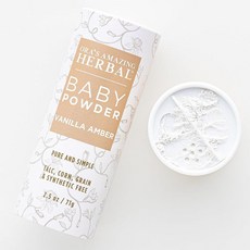 베이비 파우더 탈크 프리 옥수수 전분 프리 파우더 무향 화살뿌리 점토 및 유기농 질경이 잎 Ora's Amazing Herbal 70.9g(2.5온스), 바닐라 앰버 70.9g(2.5온스)