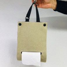 哆哆購 車用面紙套 布藝紙巾套 掛式面紙盒, 卡其色