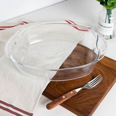 타원 손잡이 투명 강화 유리 플레이팅 접시 30cm, 본상품