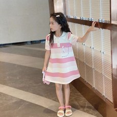 賣場優選童裝 女童洋裝 女童夏裝連衣裙2025新款洋氣兒童polo公主裙小女孩夏季短袖裙子潮