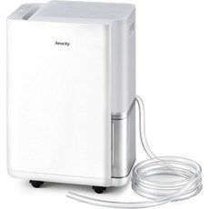 AEOCKY Max 40파인트/일 제습기 (배수 호스 포함) 2800제곱피트 면적 제습 가능 (가정 욕실 침실 지하실용) 0.5갤런 물탱크 용량 스마트 습도 조절 장, Ivory