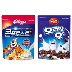 시리얼 2종 켈로그 콘푸로스트 600g 1개 + 포스트 오레오 오즈 500g 1개 천지물산, 600 g + 500 g