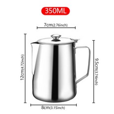 스테인리스 스틸 우유 거품기 뚜껑 포함 에스프레소 스팀 커피 메이커 핸드 브루잉 파인 마우스 케틀 드립 케틀 롱 포트, 350ml