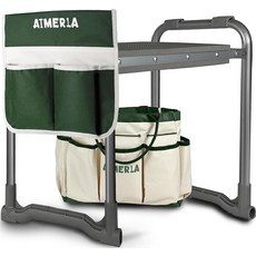 메를라 접이식 정원 무릎 보호대 헤비 듀티 업그레이드된 넓어진 두꺼운 큰 도구 가방이 있는 의자 - 부모님을 위한 휴대용 벤치 가꾸기 선물, K3-Dark green, 1개