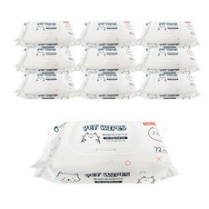 펫크린 반려동물 애견전용 물티슈 72매 10팩ehw8+4KDO
