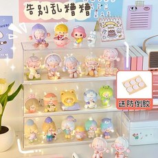 透明亞克力手辦收納盒 防塵盲盒娃娃展示架 模型收納盒, 1個, 【手辦防倒膠8片】,高顏值透明展示架