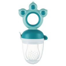 推進式咬咬樂 嬰兒輔食器 寶寶果汁咬咬樂 嬰兒果蔬咬咬樂 推進式矽膠咬咬樂, 藍綠色, 1套