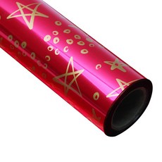 금별 비닐 증착 롤 포장지 중 37.5cm x 12m, 레드, 1개