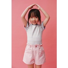 국내배송 자라 ZARA 스트라이프 하트 포켓 버뮤다 팬츠 - 레드 970370