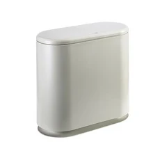 손잡이가 있는 플라스틱 타원형 보관통 일본 이중층 쓰레기통 프레스 타입 주방 쓰레기통 욕실 보관통, 02 Double ash