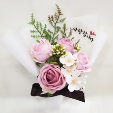 영하우스 조화 자나장미 납골당 미니 꽃다발 부착식, 핑크, 1개