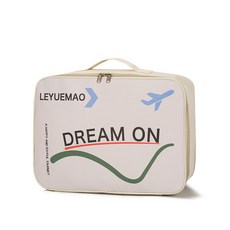 新款大容量衣服收納包加厚防水手提收納袋可擴容斜挎託特包單肩包, 米色字母【常規款】