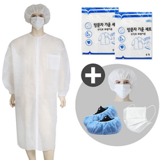 클래시 방문자가운세트 위생복세트 일회용 위생가운 위생복 부직포 실험가운 식품회사 일회용마스크 위생모자 위생덧신, CLASSY방문자가운세트-L, 1개