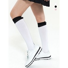 듀빅 여성 라인포인트 리본 오버 니삭스 DD1WAO773, 핑크/FREE