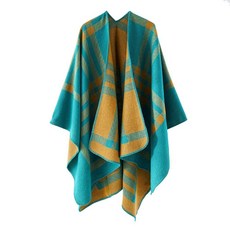 여성용 숄 랩 우아한 니트 케이프 오픈 프론트 판초 스카프 담요 가디건 코트 봄 가을 겨울용 블랙 베이지 2 단일 사이즈 140737, 블루 옐로우