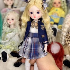 改妝BJD娃娃 30公分關節MJD 3D真眼換裝女孩娃娃, 1個, 夢幻少女心（娃頭開蓋）,圖片整娃