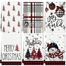 RUIZHUO 크리스마스 주방 타월 접시 트리 빠른 건조 천 핸드 홈 데코 및 욕실 장식 선물 6개 세트 45x60cm, RUIZHUO 크리스마스 주방 타월 접시 타월 크리스마