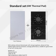 GPU 백플레인 라디에이터 RTX 3090 3080 3070 시리즈 알루미늄 백 플레이트 메모리 VRAM 구리 히트 싱크 + 2X PWM 팬, CoolerX1mm Pad 500