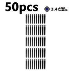50/100개 만년필 잉크 카트리지 세트 블랙 블루 레드 2.6/3.4mm 리필 보어 직경으로 부드러운 필기, 12 3.4mm 50pcs black