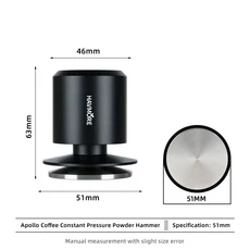 51mm SUS304 스테인리스 스틸 자동 깊이 조절 플랫 베이스 커피 임팩트 탬퍼, 01 51mm